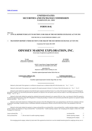 Thumbnail Odyssey Marine Exploration 10-K Annual Report 2017
