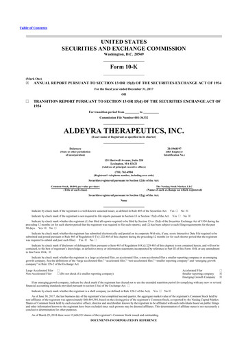 Thumbnail Aldeyra Therapeutics
 10-K Annual Report 2017