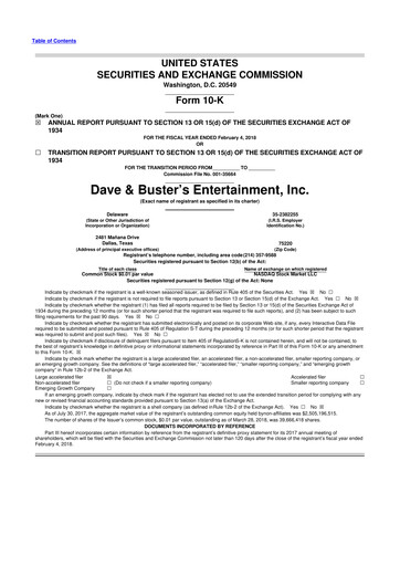 Thumbnail Dave & Buster's
 10-K Annual Report 2017