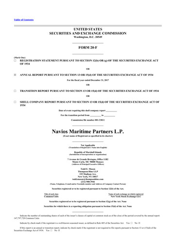 Thumbnail Navios Maritime Partners 20-F Annual Report 2017