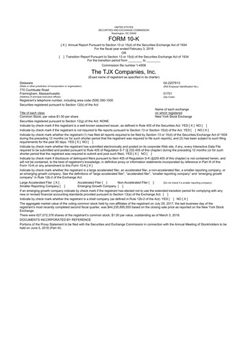 Thumbnail TJX Companies 10-K Annual Report 2018