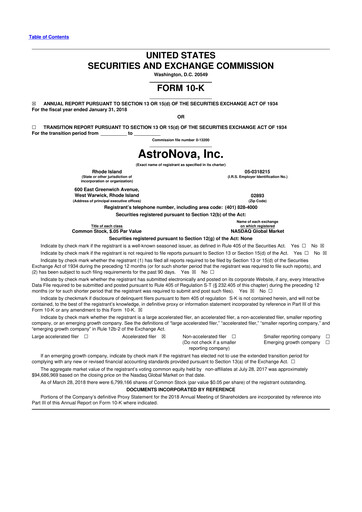 Miniature AstroNova, Inc. 10-K Rapport annuel 2018