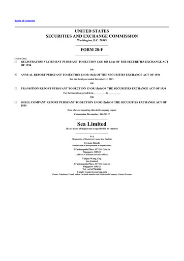 Thumbnail Sea Limited 20-F Annual Report 2017