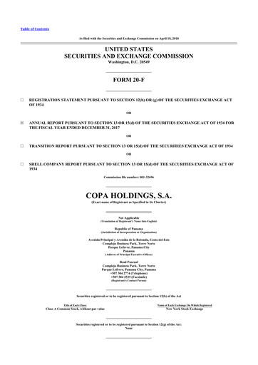 Thumbnail Copa Holdings
 20-F Annual Report 2017