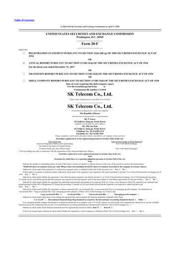 Miniature SK Telecom 20-F Rapport annuel 