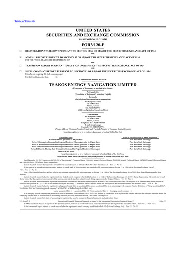 Thumbnail Tsakos Energy Navigation 20-F Annual Report 2017