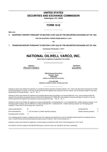 Thumbnail NOV 10-Q Quarterly Report FY2018 