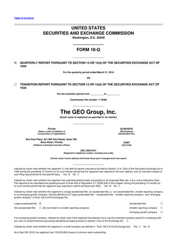 Thumbnail Geo Group 10-Q Quarterly Report FY2018 