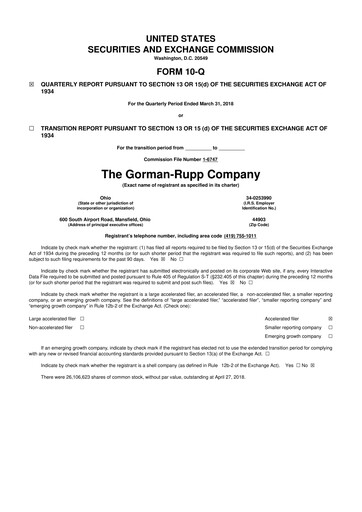 Vorschaubild Gorman-Rupp 10-Q Quartalsbericht 2018 