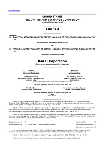 Thumbnail Imax Corp 10-Q Quarterly Report FY2018 