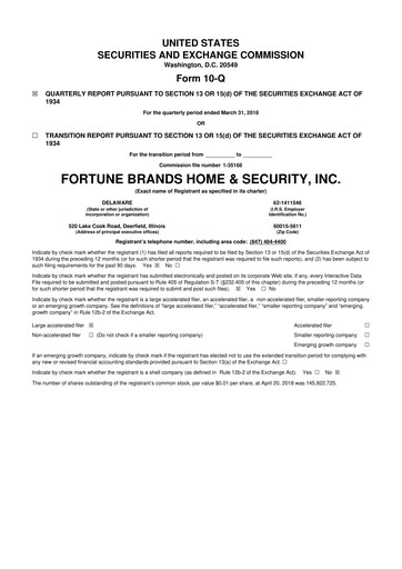 Thumbnail Fortune Brands Innovations 10-Q Quarterly Report FY2018 