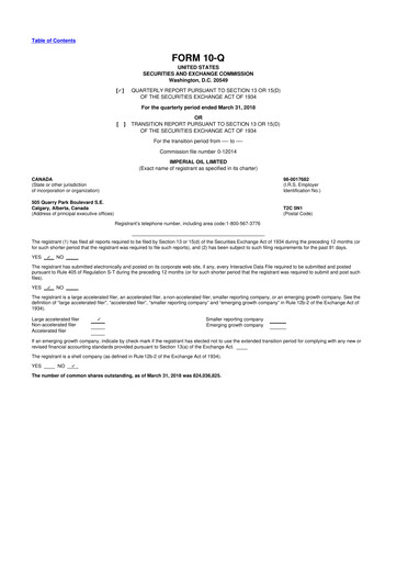 Thumbnail Imperial Oil
 10-Q Quarterly Report FY2018 