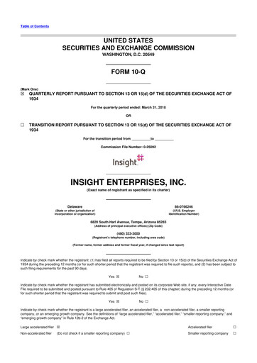 Thumbnail Insight Enterprises
 10-Q Quarterly Report FY2018 