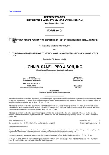 Thumbnail John B. Sanfilippo & Son 10-Q Quarterly Report FY2018 