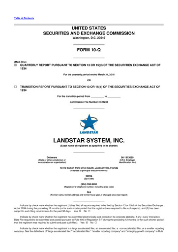 Thumbnail Landstar System
 10-Q Quarterly Report FY2018 
