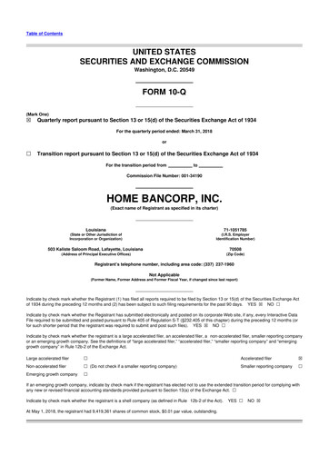 Thumbnail Home Bancorp
 10-Q Quarterly Report FY2018 