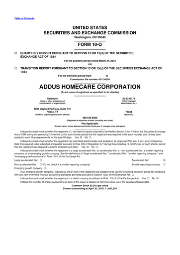 Vorschaubild 
Addus HomeCare 10-Q Quartalsbericht 2018 