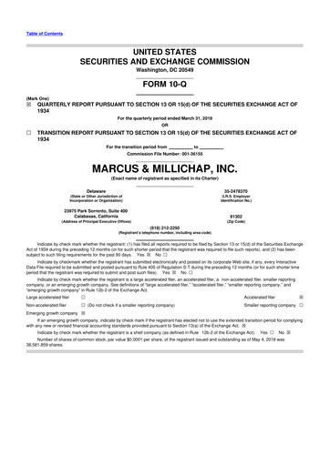 Miniature Marcus & Millichap 10-Q Rapport trimestriel 2018 