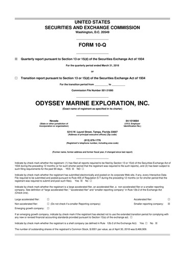 Thumbnail Odyssey Marine Exploration 10-Q Quarterly Report FY2018 