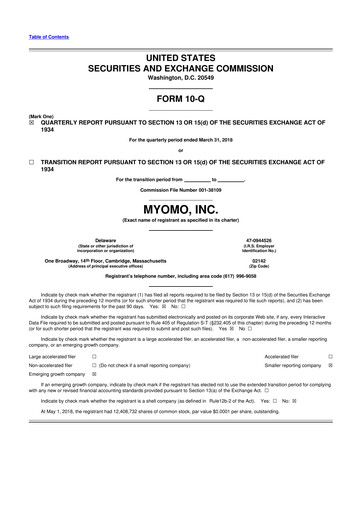 Vorschaubild Myomo 10-Q Quartalsbericht 2018 