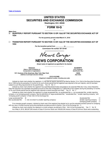 Thumbnail News Corp 10-Q Quarterly Report FY2018 