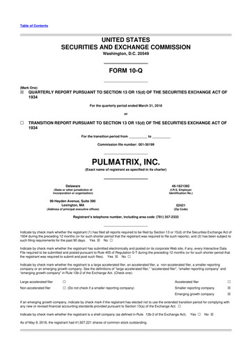 Thumbnail Pulmatrix 10-Q Quarterly Report FY2018 