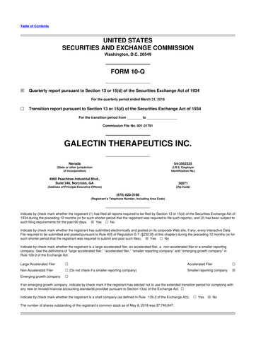Thumbnail Galectin Therapeutics 10-Q Quarterly Report FY2018 