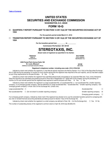 Vorschaubild Stereotaxis 10-Q Quartalsbericht 2018 