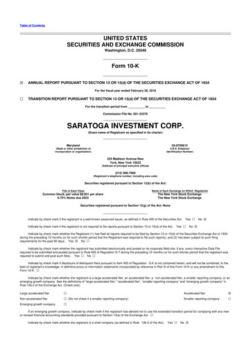 Thumbnail Saratoga Investment 10-K Annual Report 