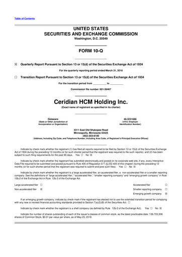 Miniature Dayforce 10-Q Rapport trimestriel 2018 