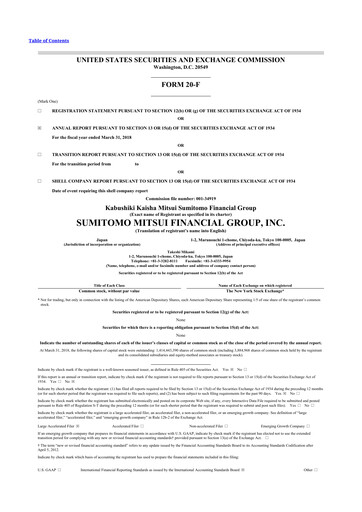 Thumbnail Sumitomo Mitsui Financial Group 20-F Annual Report 2018