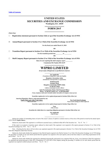 Thumbnail Wipro 20-F Annual Report 2018