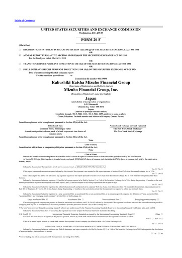 Thumbnail Mizuho Financial Group
 20-F Annual Report 2017