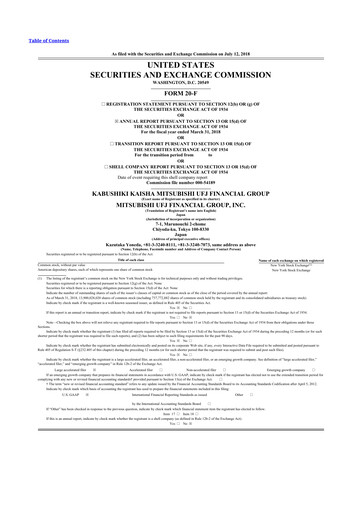 Thumbnail Mitsubishi UFJ Financial 20-F Annual Report 2017