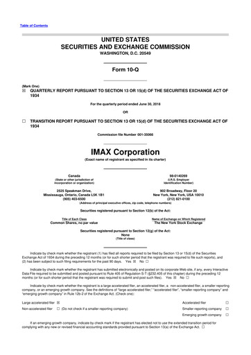 Thumbnail Imax Corp 10-Q Quarterly Report FY2018 
