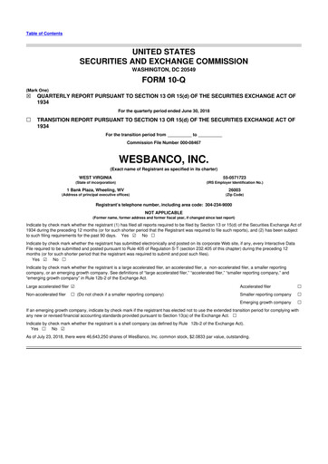 Miniature WesBanco 10-Q Rapport trimestriel  