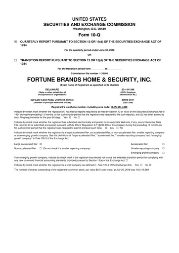 Thumbnail Fortune Brands Innovations 10-Q Quarterly Report FY2018 