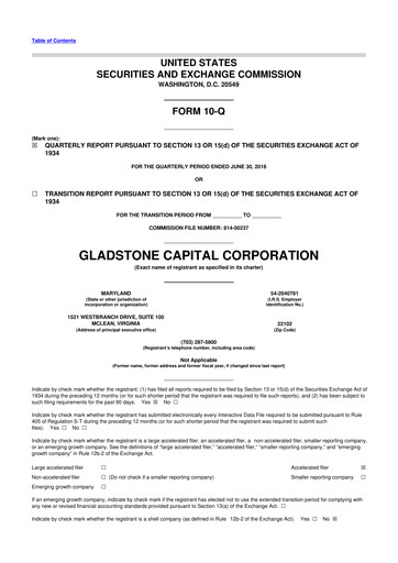 Thumbnail Gladstone Capital Corporation 10-Q Quarterly Report FY 