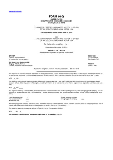 Thumbnail Imperial Oil
 10-Q Quarterly Report FY2018 