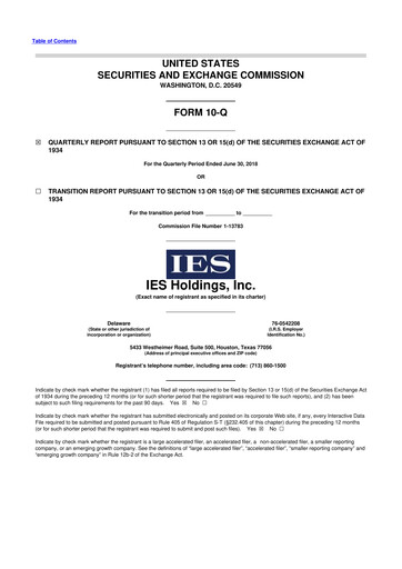 Thumbnail IES Holdings 10-Q Quarterly Report FY2018 
