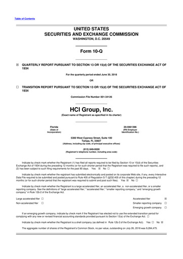 Thumbnail HCI Group
 10-Q Quarterly Report FY2018 