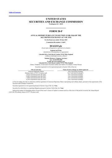 Miniature Diageo 20-F Rapport annuel 