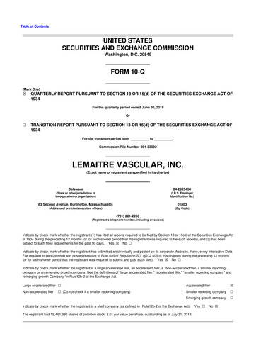 Thumbnail LeMaitre Vascular 10-Q Quarterly Report FY2018 