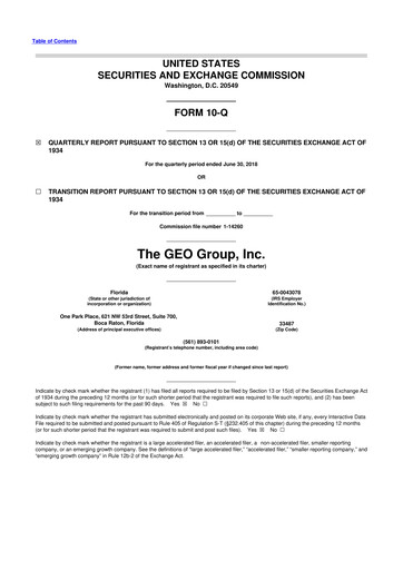 Thumbnail Geo Group 10-Q Quarterly Report FY2018 
