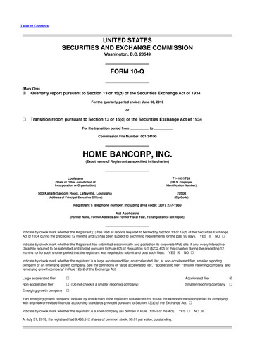 Thumbnail Home Bancorp
 10-Q Quarterly Report FY2018 