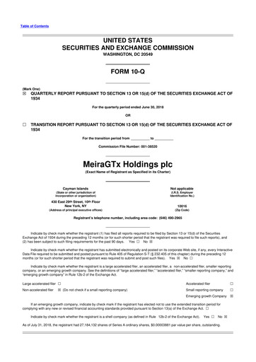 Thumbnail MeiraGTx 10-Q Quarterly Report FY2018 