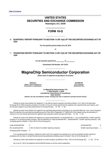 Vorschaubild Magnachip Semiconductor 10-Q Quartalsbericht 2018 