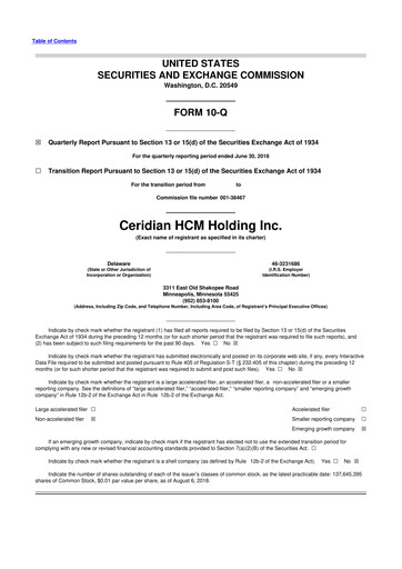 Miniature Dayforce 10-Q Rapport trimestriel 2018 