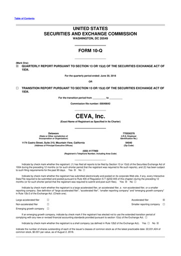 Thumbnail CEVA
 10-Q Quarterly Report FY2018 