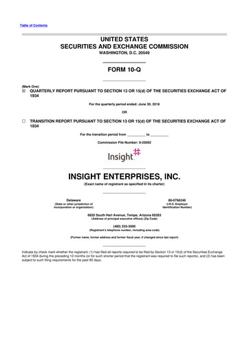 Thumbnail Insight Enterprises
 10-Q Quarterly Report FY2018 